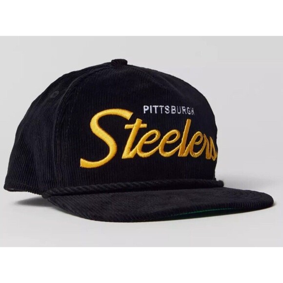 New Era Other - Pittsburgh Steelers Script Snapback Hat New Era Black Corduroy Rope The Golfer